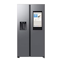 Samsung Frigorifero Side by Side Family Hub RS90F67BET, EF con Dispenser Acqua, Ghiaccio, Wifi con AI Energy Mode, Smart Cooling, SpaceMax, 614 L, LxAxP: 91,2 x 178,4 x 72,6 cm, Metal Inox