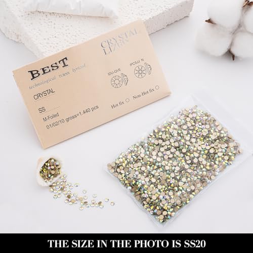 Image of Novani Crystal AB Rhinestones 1440pcs Flat Back Round Rhinestone Style 2088 Sparkly Crystal Gemstones for Nail Art and Crafting SS20,4.6-4.8mm