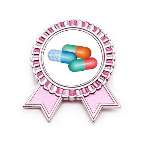 Broche en forme de capsule rose en métal taille M pour accessoiriser une tenue