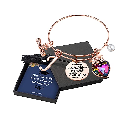 Yoosteel 2023 Graduation Gifts Charm Bracelets, Graduation Bracelets Rose Gold Inspirational Bracelet College Graduation Gifts For Him Her 2023 High School #TOP21
