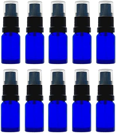 Avalon 10ml Amber Brown Glass Bottles with Black Atomiser Spray - Pack of 10 - Refillable, Reusable, Travel Sized - Perfect for Aromatherapy, Perfumes, Essential Oils, Aftershaves, Skincare and More