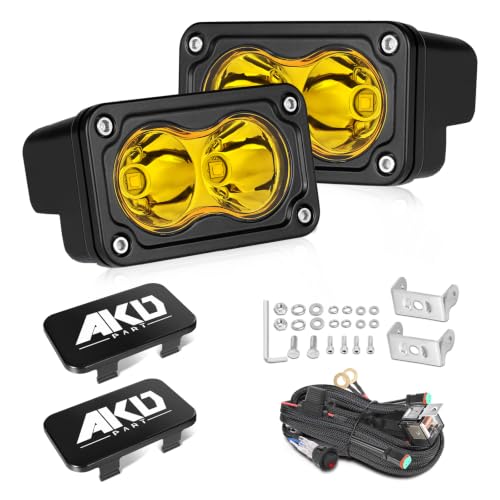 Image of 3 Inch Yellow CREE LED Pods with Wiring Harness & Black Covers