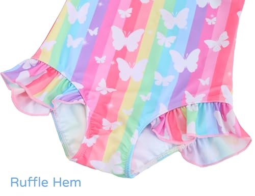 Image of Snowheart Girls Bathing Suit Toddler Swimsuit Girl Hawaiian Floral Ruffle One-Piece Breathable Swimwear 4-10T