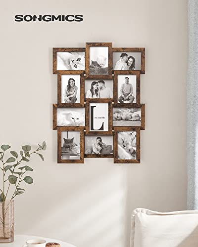 Songmics Collage Picture Frames, 4X6 Picture Frames Collage For Wall Decor Set Of 12, Family Muti Photo Frame For Gallery Decor, Hanging Display, Assembly Required, Rustic #TOP1