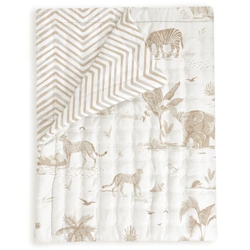 MakeMake Organics Organic Toddler Comforter GOTS Certified Organic Kids Blanket Cotton Infill Tufted - Reversible Ultra Soft Breathable Toys Girls (44