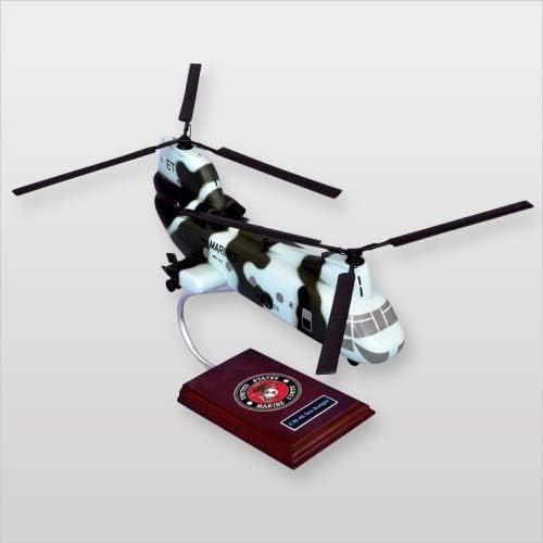 CH-46 Sea Knight Helicopter Desktop Display Wood Model