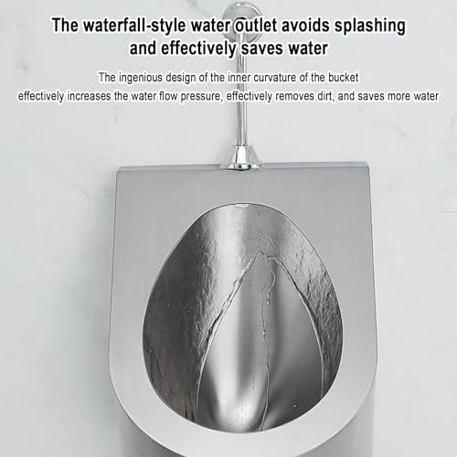 Urinario de pared de acero inoxidable con kit de drenaje completo para aseos 4
