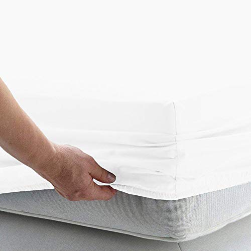 YRM Bedding's Egyptian Quality Bedsheet 100% Cotton 500-TC Extra Soft White Fitted Bedsheet 15" Drop feet to 4" to 12" Inch Mattress Single Bed (39x75) with 2 Pillow Cases (18x28) 1