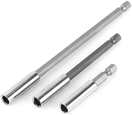 Electric drill screwdriver extension, 1/4 inch hex-shank magnetic drill extension holder drill extension rod 3 pieces for most electric screwdrivers, drills and bits