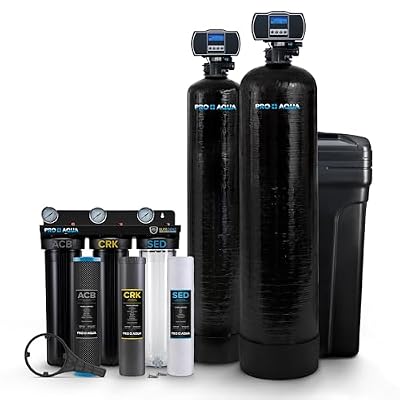 PRO+AQUA Elite 5-Stage Whole House Water Softener and Filter Bundle System for Well Water | Removes 99.99% of Heavy Metals, Iron, Sulfur, Sediment, Chlorine, and More | Ideal for 3-4 Bathrooms