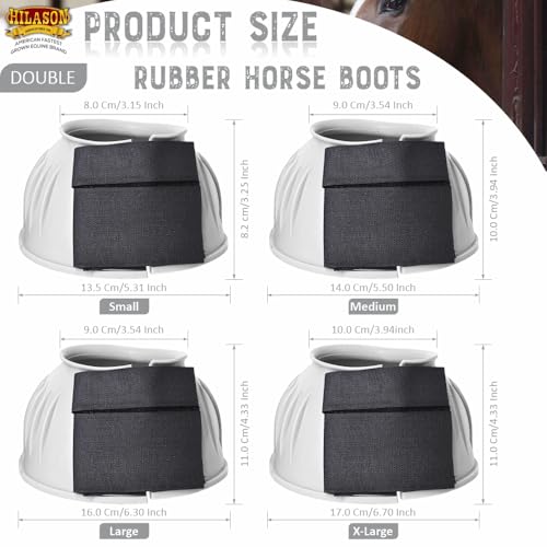 Image of HILASON Western Horse Rubber PVC Ribbed Double Hook and Loop Bell Boots Training Protective Shock Absorbing Leg