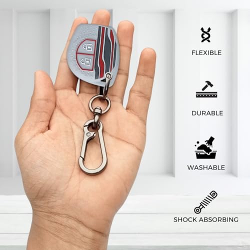 Image of KEYCEPT Tristar Key Cover for Suzuki Swift, Dzire, Ertiga, Baleno, Grand Vitara, Celerio, WagonR, Brezza, Scross, Fronx, Jimny, Ignis (2 Button Remote Key )(Type 1, Grey)