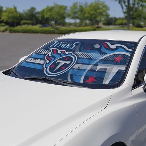 Image of Fanmats NFL Windshield Sun Auto Shade, Sun Shield Sun Visor Accordion tri-fold for Storage 59 inch x 29.5 inch, Colorful Team Design