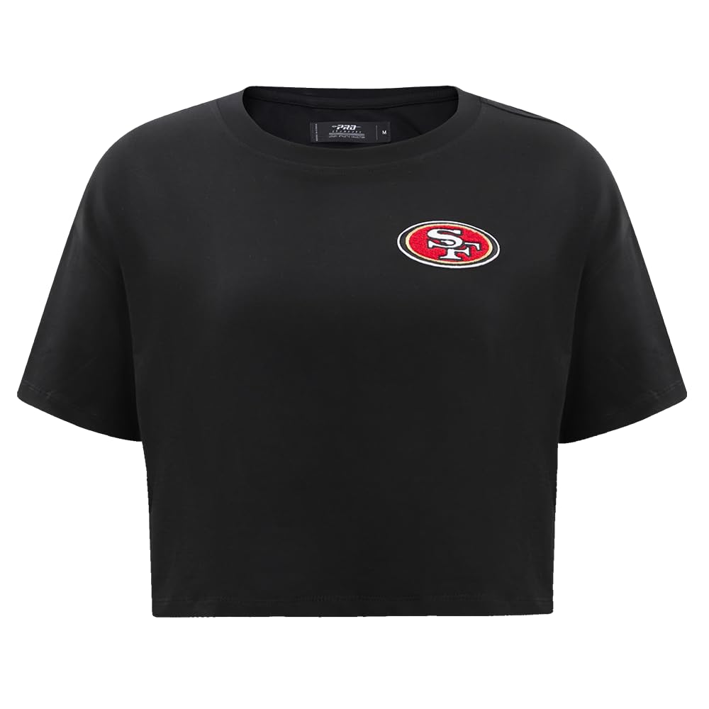 Pro Standard Womens NFL San Francisco 49Ers Classic Chenille Short Sleeve Boxy Tee Black Xs
