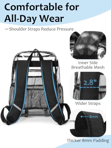 Image of Clear Backpack for School, Heavy Duty Transparent Bookbag