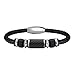 Produktbild COOLMAN Lederarmband für Männer Edelstahl Geflochtenes Cuff Armband Mit Carbon Fiber Bead Magnetverschluss 8,5 Zoll (21.5 cm, Schwarz)