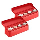 SINGARO Coin Holder for Car, Coin Change Organizer Compatible with Coins of Different Sizes, Dash-Mounted Holder Suitable for Most Cars, Trucks(2PCS Red)