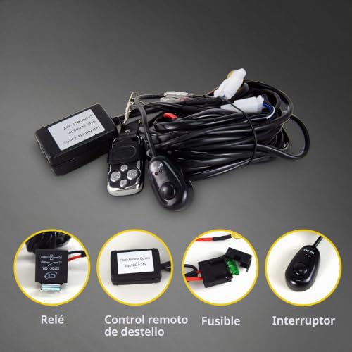 Barra de luz led curva de 132 cm y 675W con kit de cableado remoto de 12V para coche 4x4 6