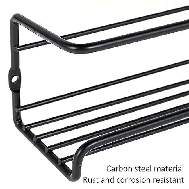 Spice Rack Organiser Hanging Spice Shelves Carbon Steel Wall Mount Spice Rack Kitchen Storage Racks Storage Spices and Condiments Spice Jars for Kitchen Cabinet Cupboard Pantry Door (4)