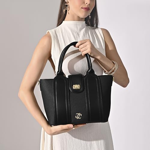 Image of Lavie Signature Canva Lock Satchel Bag | Satchel Handbag for Work | Ladies Purse | Stylish Shoulder Bag | Gift for Women