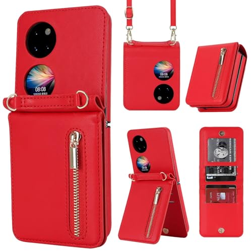 Étui Huawei Pocket 2 portefeuille rouge pour sorties et voyage