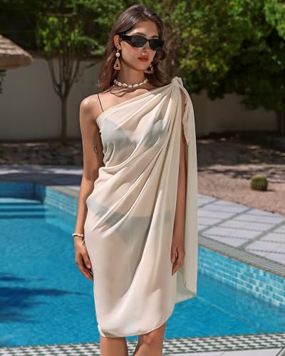 Image of Eicolorte Womens Beach Cover Up Chiffon Sheer Bikini Beach Swimsuit Coverup Sarong Pareo Wraps for Women