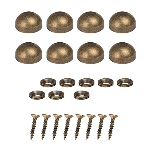 Lot de 8 vis de miroir en laiton doré pour miroir décoratif, panneaux/publicitaires, clous, construction (9 mm, bronze)