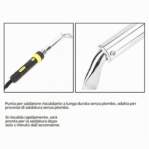 Saldatore Elettrico 200W, Impugnatura in Gomma, Punta Senza Piombo, Spina EU 220V, 449g