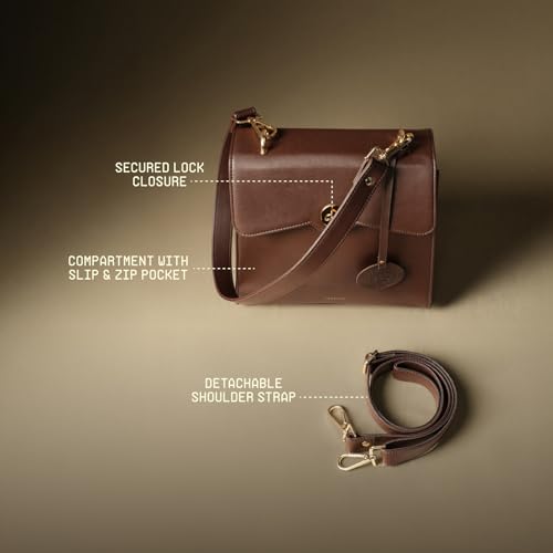 Image of Theater Peggy Satchel Bag for Women | Vintage Structured Crossbody Handbag | Faux Leather Panel with Turn Lock Closure | Classic Medium Shoulder Purse