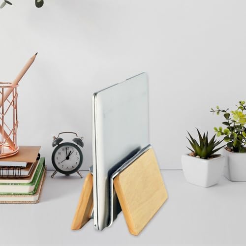 Support vertical ordinateur portable bois massif base tablette et ventilation - 4