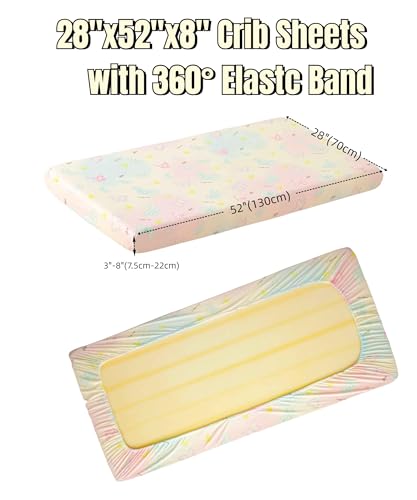 Image of Jersey Butterfly Crib Sheets for Baby Girls,52 inchx28 inchx8, 2 Pack,Pink Cute Kawaii Standard Oval /Retangle Fitted Crib Sheets for Toddler,Super Soft Breathable