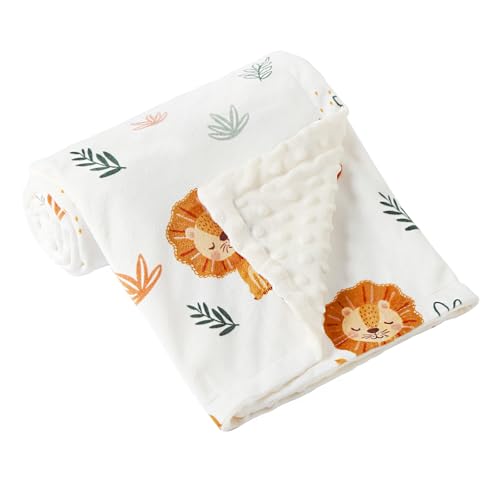 Image of Baby Nursery Bed Blankets Ultra Soft Double Layer Mini Blanket Minky Blanket Receiving Blankets Shower Gifts(Lion,45 * 60in)