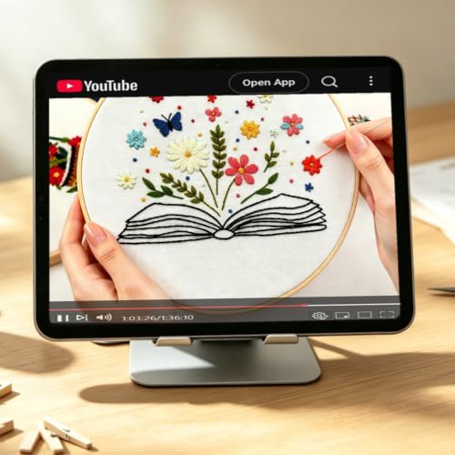 Image of Armindou Flowers Embroidery Kits for Beginners Adults, Hand Embroidery Set Needlepoint Kits, Floral Book Stamped Cross Stitch Kits for Beginners Adults, 3 Embroidery Hoops (Attached Video Tutorial)