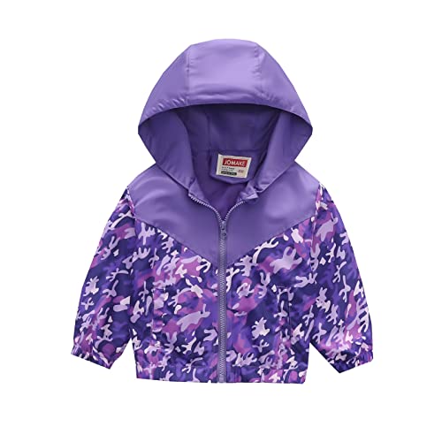 Toddler Kids Baby Boys Girls Dinosaur Camouflage Zip Windproof Jacket Hooded Trench Lightweight Rain Jacket for Girls