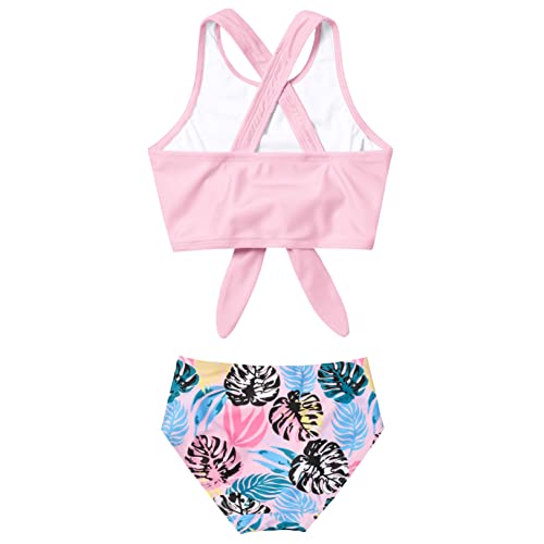 Mirawise Girls Swimsuits Swimwear Bathing Suit Beach Bikini Two Piece Tie Front Swimsiuts 4-13Y2