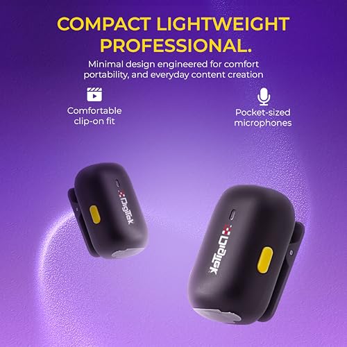 Image of Digitek DWM 103 Mini 2-in-1 Wireless Microphone, 2.4G Wireless Mic, 40m Range, 6Hr Battery, Noise Reduction, for iOS & Android Smartphone, Ideal for Live Interviews Meetings, Vlogging Live, Streaming