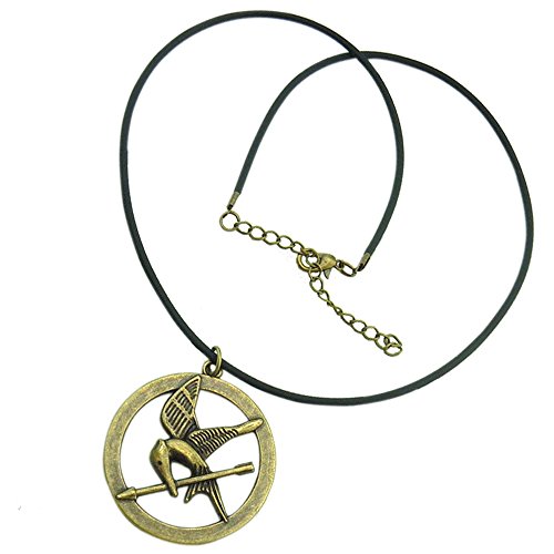 Hunger Games "The Mocking Jay" Inspired Pendant with Black Leather