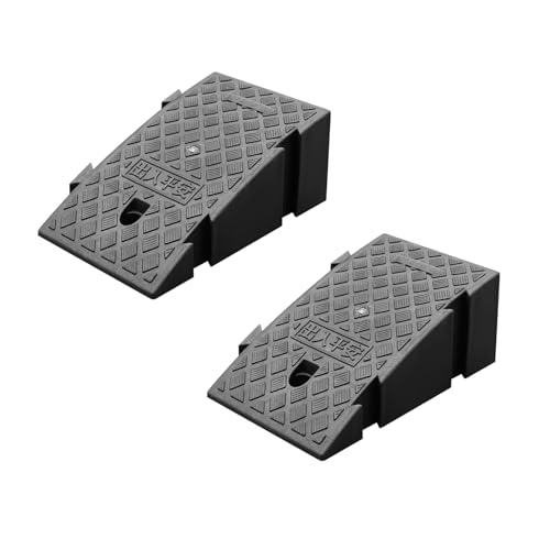 Rampas portátiles para bordillo de entrada, 2 unidades, para motocicleta, silla de ruedas, garaje y acera (Color: Negro) miniatura 1