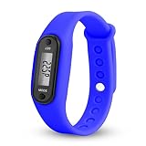 Kanpola Damen Herren Gummi LED Uhren Datum Sports Armband Digital Armbanduhr/Run Step Walking Distance Watch Schrittzähler Kalorienzähler Digital LCD Armband (Dunkelblau)
