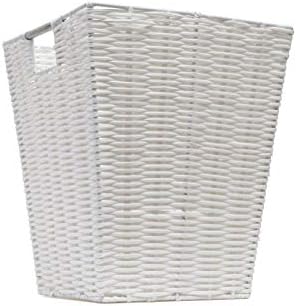 ARPAN Waste Paper Bin White Resin Plastic Strong Square Basket Storage Ideal For Home, Office, Hotels (White Square)