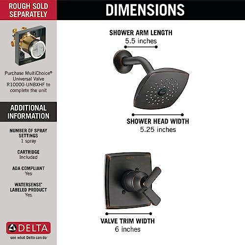 Image of Delta Faucet Ashlyn 17 Series Dual-Handle Shower Faucet, Shower Trim Kit with Single-Spray Touch-Clean Shower Head, Venetian Bronze T17264-RB (Valve Not Included)