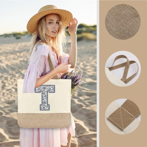 Bolsa Tote de Lona Inicial, Personalizada para Mujer miniatura 4