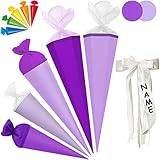 alles-meine.de GmbH Set_ Schultüte - Rohling - LILA/kräftiges violett + 5 kleine Zuckertüten - 35-100 cm - freie Farb- und Größenwahl - rund - incl. individueller großer SC..