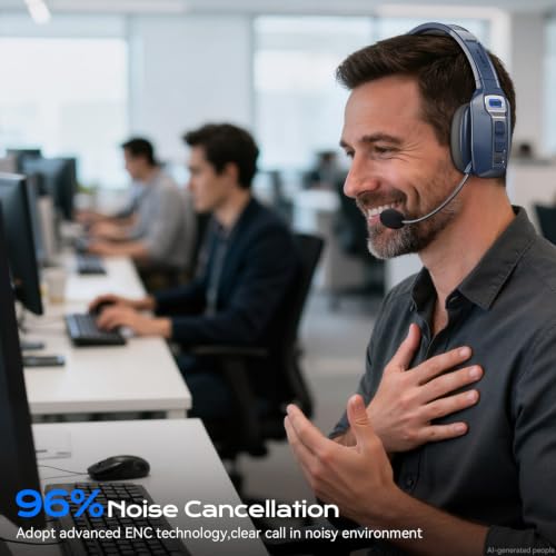 Image of LEVN Bluetooth Headset with Microphone, Trucker Bluetooth Headset with AI Noise Cancelling & Mute Button, Wireless On-Ear Headphones 60 Hrs Working Time, for Trucker Home Office Remote Work Zoom