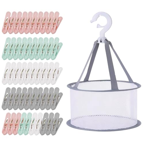 50 Pinzas Ropa, Pinzas Tender Ropa, Pinzas Ropa Que No Dejan Marca, Pinzas Ropa Fuertes, Pinzas para La Ropa de Plástico de Colores, Adecuado para Cortar Calcetines, Toallas, Ropa, Ropa Interior