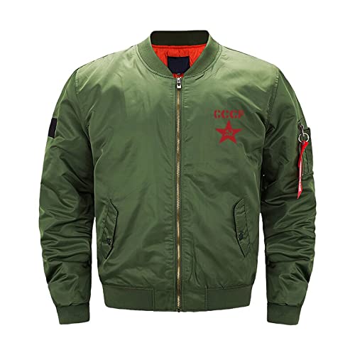 Flag Soviet Union USSR Hammer and Sickle Men's Bomber Jacket Thicken Windbreakers Softshell Jacket Outdoor Coat