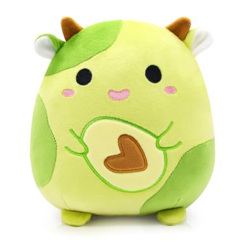 Zaloife Avocado Kuh Plüschtier Grün, 18cm Stofftier, Kuscheltier Plush, Lustiges Plüsch Puppe Geschenk für Kinder B