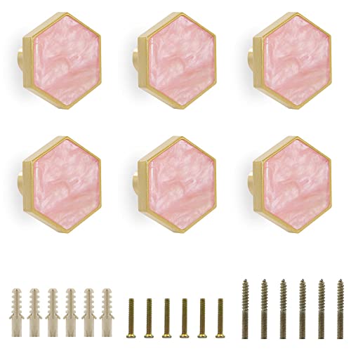 EVERGD 25mm Pure Copper Handle Shell Brass Gold Wardrobe Kitchen Cabinet Door Knobs Drawer Cupboard Hardware Pull Handle Clothes Coat Hook Modern Simple (Pink