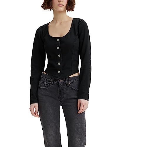 Amazon.com: Levi's Women's Daryn Corset Long Sleeve Blouse, Black
