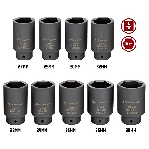 Powerbuilt 9 Piece Deluxe Axle Nut Socket Set, Tools For Removing Front Wheel Axle Nuts, Foreign Vehicles - 648991 #TOP1